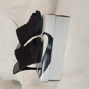 Nine West Ruchingo Peep Toe Ruched Suede Stiletto Mules